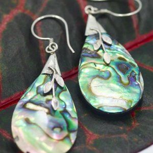 3/$20 Balinese teardrop abalone earring